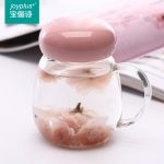 JOY-PLUS宝俪诗 创意水杯玻璃杯便携泡茶杯随手杯柠檬花茶杯办公女带盖过滤 300ml