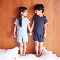 智慧鸭 儿童睡衣男童空调服女童短袖睡衣夏季薄款纯棉小童宝宝家居服套装