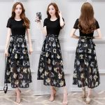 萌淑女 女夏2017新款韩版女装欧根纱气质长裙修身两件套网纱连衣裙