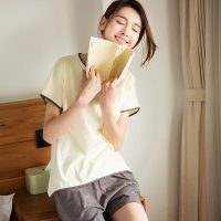 HAREECISU韩苏 新款情侣睡衣女夏季短袖纯棉薄款居家情侣两件套简约男家居服套装 多色可选