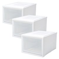 IRIS爱丽思 可叠加塑料收纳深型抽屉整理箱套装可组收纳柜3个装