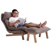kuka顾家家居 实木躺椅凳组合高靠背可调节拆洗办公室午休沙发单椅XJ米灰含脚凳