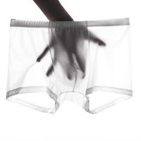 茵茵贝娜 男士冰丝内裤无痕一片式春夏季超薄透气性感内裤男平角大码 4条装