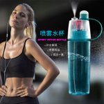 Worldlife和匠 日本运动带喷雾水杯创意便携塑料可喷水降温学生儿童水瓶健身水壶 600ml