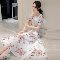 木子非衣 印花连衣裙女夏2017新款韩版显瘦海边度假沙滩裙雪纺长裙子