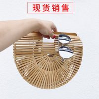 E.CHI逸驰 竹篮包草编包2017夏季新款竹编织女包现货民族风沙滩包手提竹编包