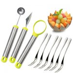 金盛元 不锈钢水果挖球器雕花刀西瓜挖球勺水果叉水果沙拉拼盘工具套装