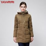 鸭鸭 正品秋冬款女装韩版修身毛领带帽中长款羽绒服B-328 3色可选