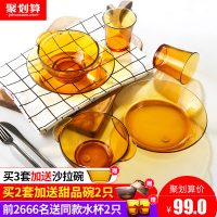 法国进口DURALEX多莱斯 碗盘4件套 钢化玻璃家用碗碟盘餐具套装