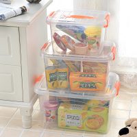 蜜蜜花 食品级透明收纳箱整理箱塑料盒子有盖大小号手提储物箱 小号 *2件