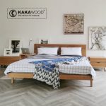 kakawood素居 c006 北欧简约全实木床 进口黑胡桃木床 原木榆木双人床主卧 180*200cm