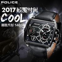 意大利进口POLICE 手表多机芯方形表壳复古潮流男士石英表PL.14698