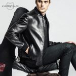 ANDREWMARC 春秋新款真皮皮衣男绵羊皮薄款立领修身皮夹克单皮外套
