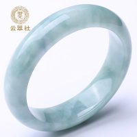 云翠社 翡翠手镯女款飘绿玉镯子冰糯种玉石缅甸天然