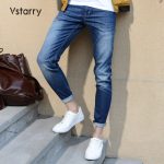 VSTARRY维仕特瑞 秋季牛仔裤男修身潮流青年弹力棉休闲裤子韩版显瘦长裤男轻薄款新