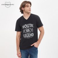 ANDREWMARC 2017夏新款男士短袖T恤修身时尚V领t恤男透气舒适纯棉