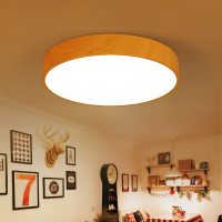爱园 led圆形吸顶灯中式卧室灯温馨简约木纹创意书房灯客厅灯大气灯具 19cm单色白光