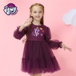 My Little Pony小马宝莉 童装 女童2017秋装新款连衣裙 女宝宝蕾丝网纱拼接连衣裙