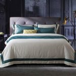 LENCIER兰叙 100支欧式全棉六件套简约纯色被套床单纯棉床上用品 + 羽丝绒对枕