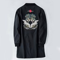 LFU NSEN雷弗尼森 2017秋季新款外套男韩版潮流刺绣夹克帅气上衣春秋风衣中长款