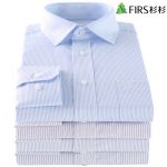 Firs杉杉 男士衬衫2017秋季新款男长袖商务休闲正装条纹寸衫免烫白衬衣