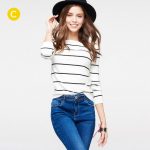 CacheCache 女士时尚简洁条纹针织衫 4510004123