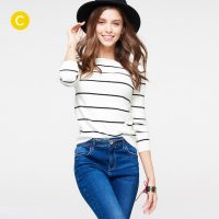 CacheCache 女士时尚简洁条纹针织衫 4510004123