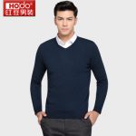 Hodo红豆 男士羊毛衫时尚V领纯色商务休闲纯羊毛毛衣男套头衫 多色可选