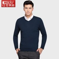 Hodo红豆 男士羊毛衫时尚V领纯色商务休闲纯羊毛毛衣男套头衫 多色可选