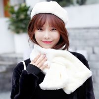 LS．SPRING兰色春天 新款韩版仿兔毛围巾女士冬季保暖加厚交叉围脖秋冬天毛绒围巾 多色可选