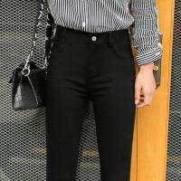 比丽福 黑色打底裤女裤外穿春秋季2017新款韩版百搭九分大码小脚铅笔长裤