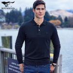 Septwolves七匹狼 男装 中年男士长袖t恤 纯棉翻领polo衫秋季爸爸装纯色体恤 多色可选