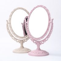 乐彼 欧式台式化妆镜子桌面宿舍双面大号梳妆镜美容公主折叠复古便携镜 多款可选