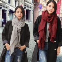 艾莱客 棉麻围巾女冬季围脖大披肩两用韩版长款春秋百搭学生夏季纯色丝巾