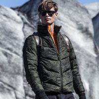 AKseries AK男装 冬季新款都市特工迷彩立领简洁防水拉链男士羽绒服外套