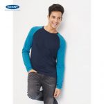 Old Navy 男装 活力时尚撞色插肩袖针织长袖圆领T恤823308 老海军Z