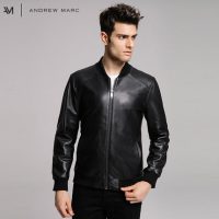 ANDREWMARC 2017秋冬新款真皮皮衣男帅气显瘦修身绵羊单皮夹克外套