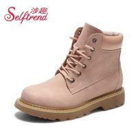 涉趣 马丁靴女2017新款马丁鞋复古小短靴子女英伦风女鞋女靴