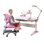 生活诚品 儿童书桌椅套装 儿童成长书桌椅防近视 矫正坐姿组合学习桌 写字桌 书桌L型大面版设计 桌长110cm 带书架 可升降学习桌手摇升降8811+3302 适龄3-18周岁