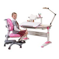 生活诚品 儿童书桌椅套装 儿童成长书桌椅防近视 矫正坐姿组合学习桌 写字桌 书桌L型大面版设计 桌长110cm 带书架 可升降学习桌手摇升降8811+3302 适龄3-18周岁
