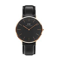 Daniel Wellington丹尼尔•惠灵顿 DW 黑表盘 皮表带 女表DW00100139 不锈钢表壳 皮带 石英机芯 指针指示(瑞典品牌 保税区发货)