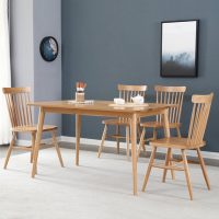 原始原素 R1-CZ-013 全实木餐桌椅组合4/6人日式简约白橡木家具一桌四椅饭桌