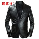 恒源祥 真皮皮衣男 海宁男式绵羊皮西装修身薄西服夹克外套商务潮 2色可选
