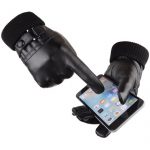 赏妮儿 全指触屏PU皮手套男士秋冬季防风骑行保暖加绒加厚情侣手套女韩版