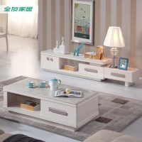 QuanU全友 36111 家私小户型客厅天然石材电视柜+茶几组合