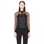 JNBY江南布衣 2017春季新款性感透明桑蚕丝女士长袖衬衫5F211068