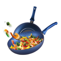 Ravelli 意大利进口 00IRAV19-1170-30I 经典蓝色炒锅不粘锅 无油烟燃气灶电磁炉通用锅具 30cm