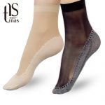 Tinas蒂娜丝 夏季丝袜短袜子 女士 薄黑色丝袜棉底防滑耐磨中筒袜 *10双