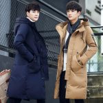 泰力龙 冬季羽绒服男中长款青年加厚青年外套修身新款韩版连帽纯色白鸭绒 多色可选