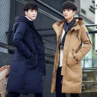 泰力龙 冬季羽绒服男中长款青年加厚青年外套修身新款韩版连帽纯色白鸭绒 多色可选